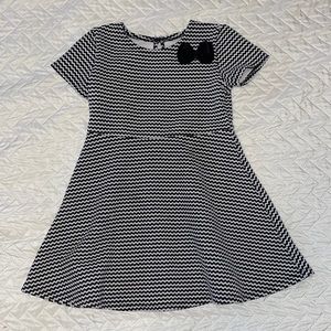 Healthtex Chevron Pattern Black and White Bow Dress